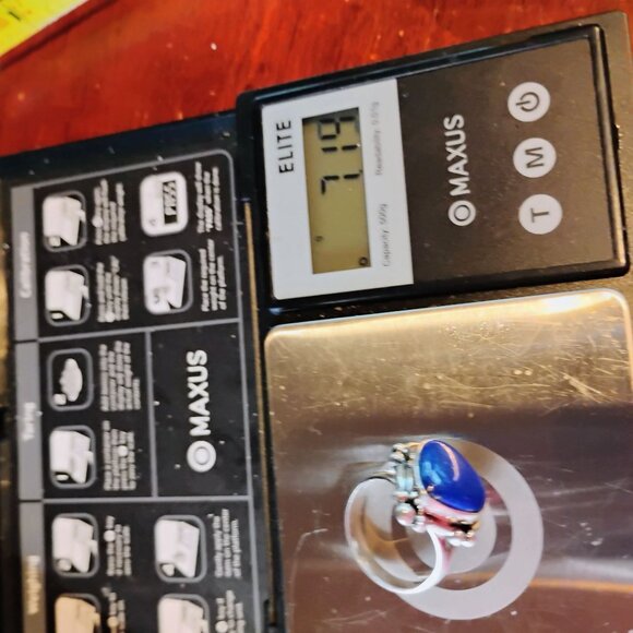 Sterling Silver Heart Shaped Blue Lapis Lazuli Ring Size 8 Boho Southwest Style - Picture 6 of 6